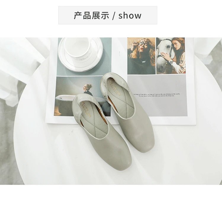 Ladies Flats new ballerinas soft leather moccasins slip on retro grandma shoes spring summer driving shoes woman mules slippers