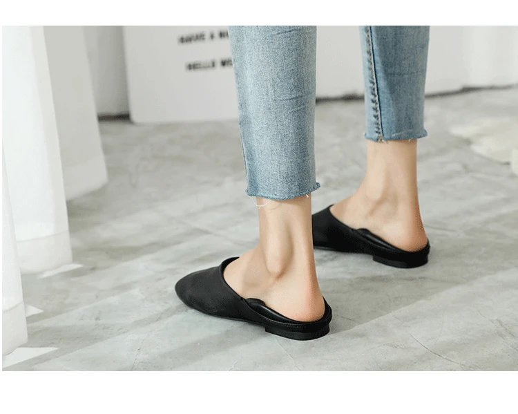 Ladies Flats new ballerinas soft leather moccasins slip on retro grandma shoes spring summer driving shoes woman mules slippers