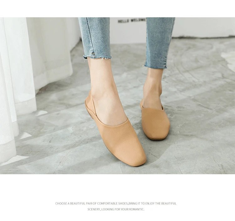 Ladies Flats new ballerinas soft leather moccasins slip on retro grandma shoes spring summer driving shoes woman mules slippers
