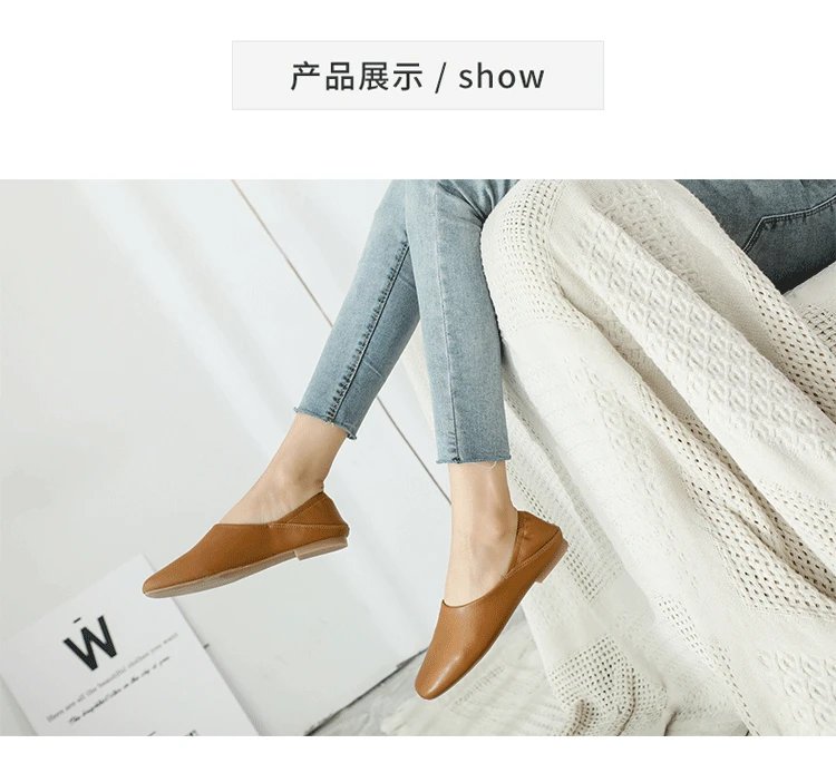 Ladies Flats new ballerinas soft leather moccasins slip on retro grandma shoes spring summer driving shoes woman mules slippers