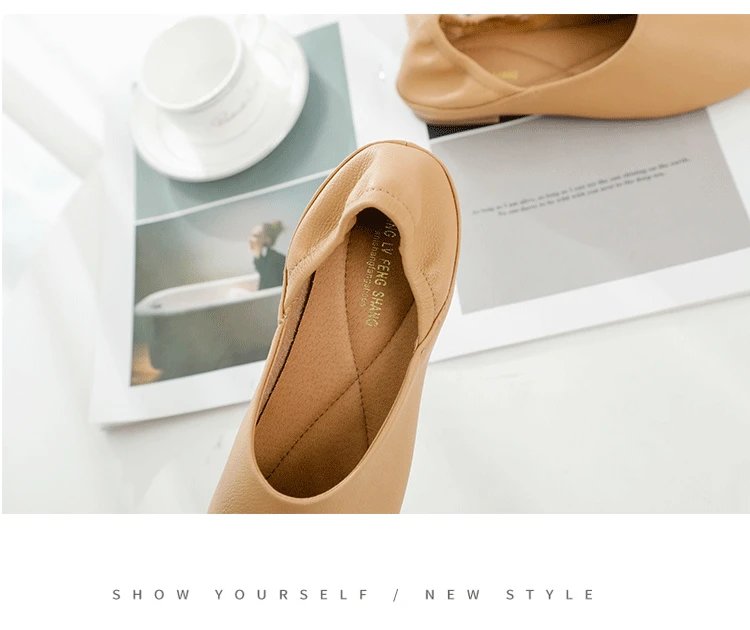 Ladies Flats new ballerinas soft leather moccasins slip on retro grandma shoes spring summer driving shoes woman mules slippers