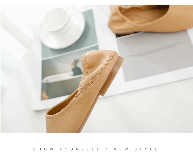 Ladies Flats new ballerinas soft leather moccasins slip on retro grandma shoes spring summer driving shoes woman mules slippers