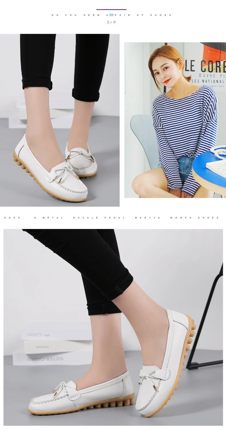 New Woman Flats Shoes Ballet Flat Sneakers Genuine Leather Spring Soft Moccasins Ladies Boat Ballerina Espadrilles Creepers