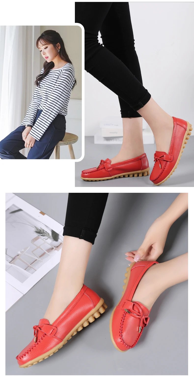 New Woman Flats Shoes Ballet Flat Sneakers Genuine Leather Spring Soft Moccasins Ladies Boat Ballerina Espadrilles Creepers