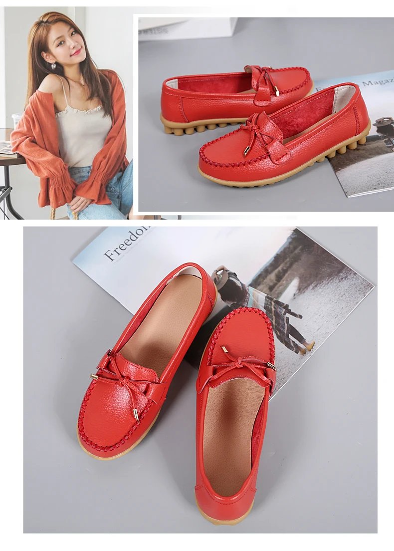New Woman Flats Shoes Ballet Flat Sneakers Genuine Leather Spring Soft Moccasins Ladies Boat Ballerina Espadrilles Creepers