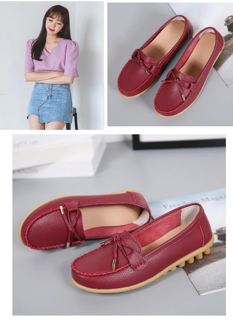 New Woman Flats Shoes Ballet Flat Sneakers Genuine Leather Spring Soft Moccasins Ladies Boat Ballerina Espadrilles Creepers