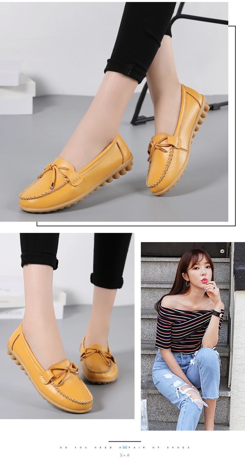 New Woman Flats Shoes Ballet Flat Sneakers Genuine Leather Spring Soft Moccasins Ladies Boat Ballerina Espadrilles Creepers