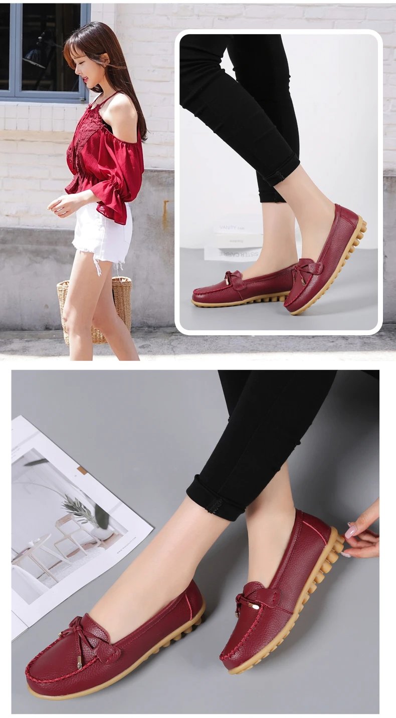 New Woman Flats Shoes Ballet Flat Sneakers Genuine Leather Spring Soft Moccasins Ladies Boat Ballerina Espadrilles Creepers