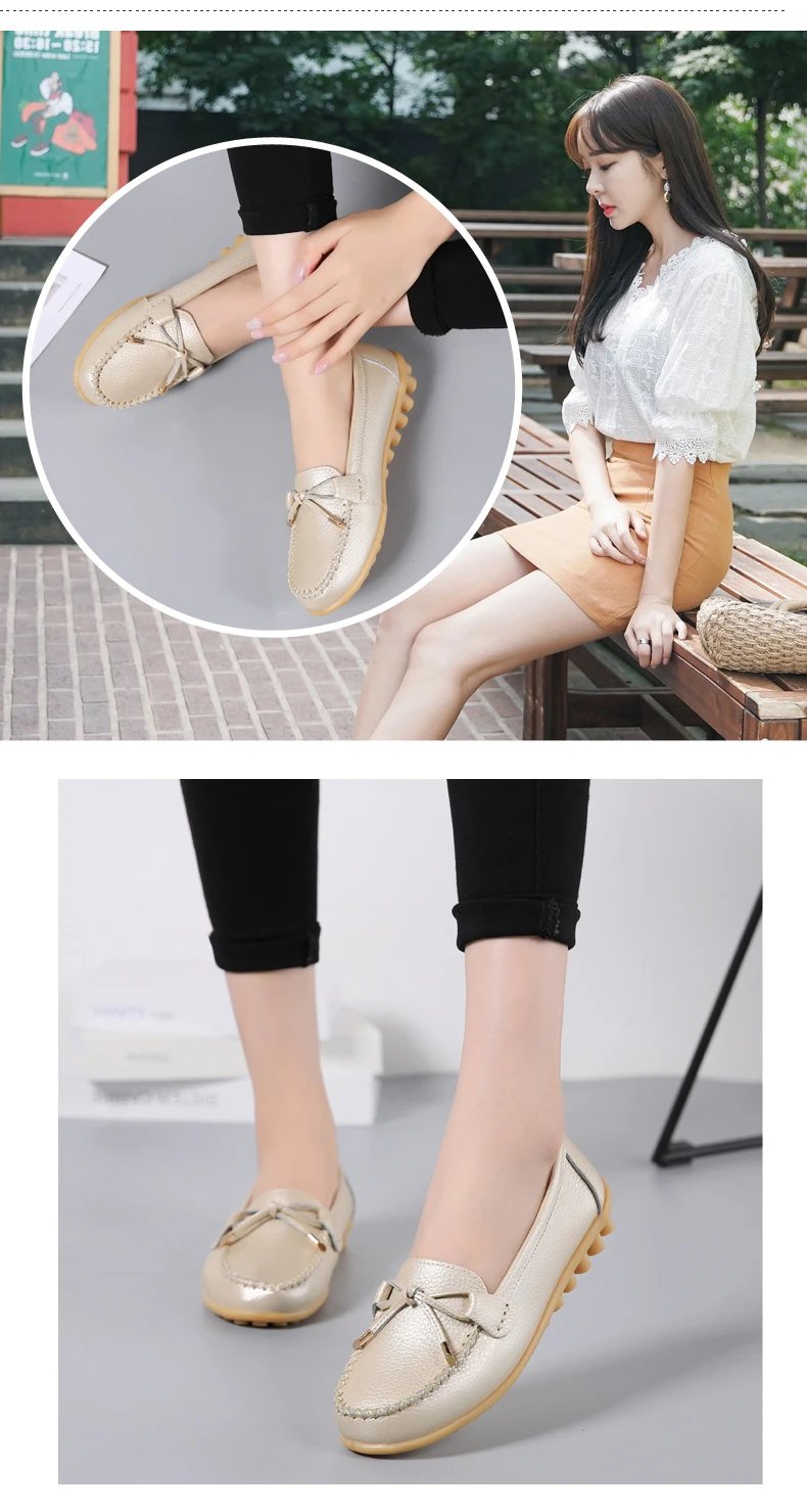 New Woman Flats Shoes Ballet Flat Sneakers Genuine Leather Spring Soft Moccasins Ladies Boat Ballerina Espadrilles Creepers