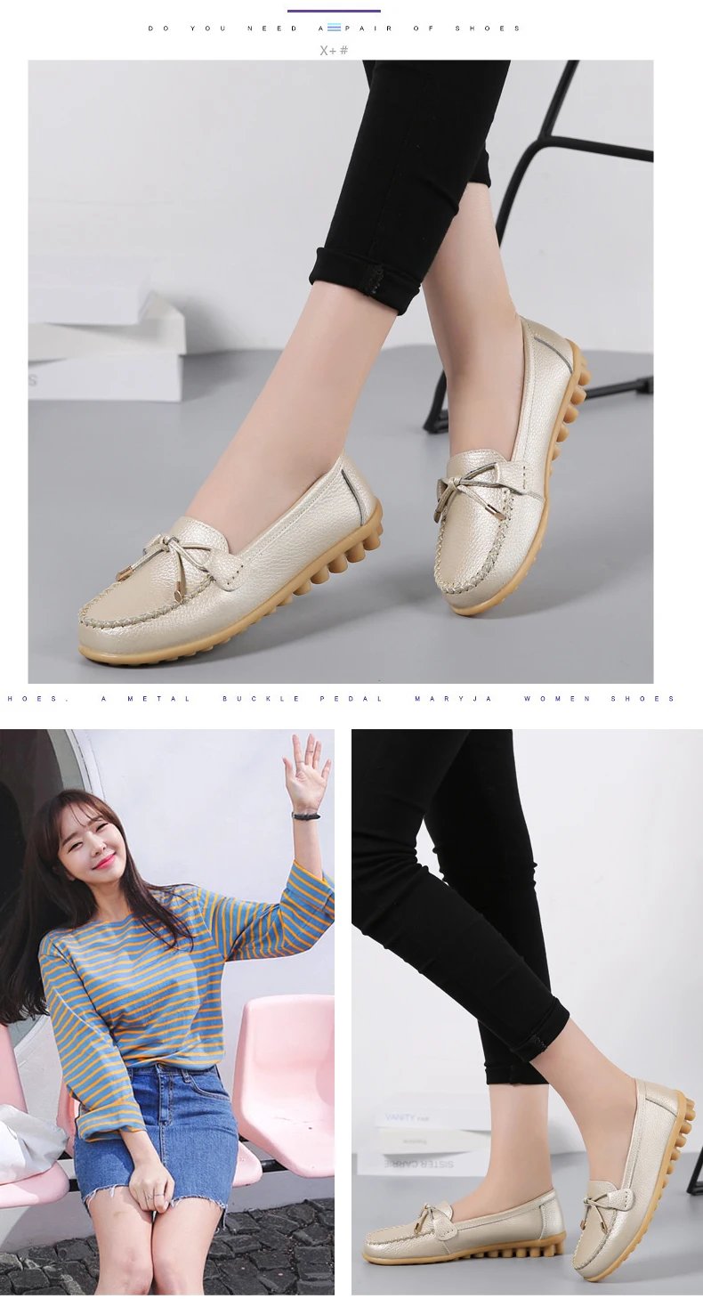 New Woman Flats Shoes Ballet Flat Sneakers Genuine Leather Spring Soft Moccasins Ladies Boat Ballerina Espadrilles Creepers