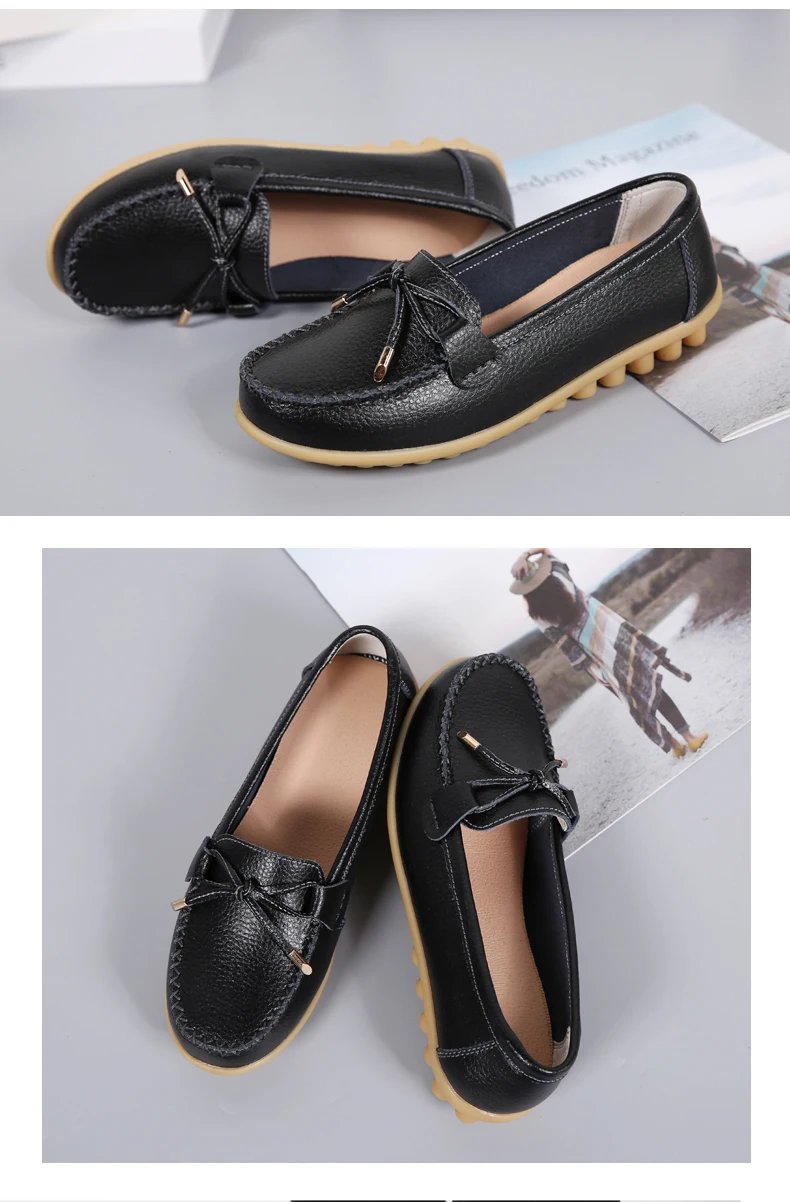 New Woman Flats Shoes Ballet Flat Sneakers Genuine Leather Spring Soft Moccasins Ladies Boat Ballerina Espadrilles Creepers