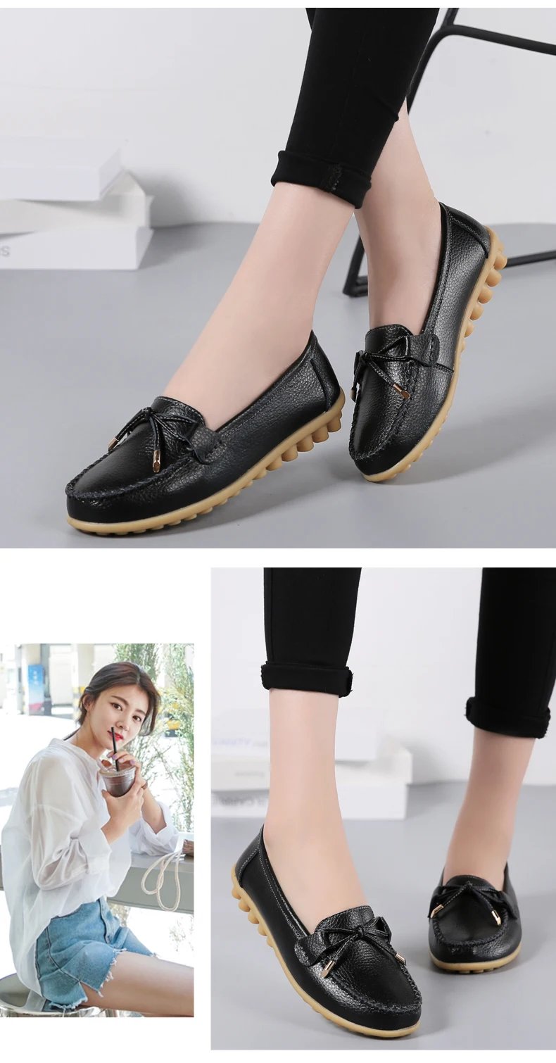 New Woman Flats Shoes Ballet Flat Sneakers Genuine Leather Spring Soft Moccasins Ladies Boat Ballerina Espadrilles Creepers