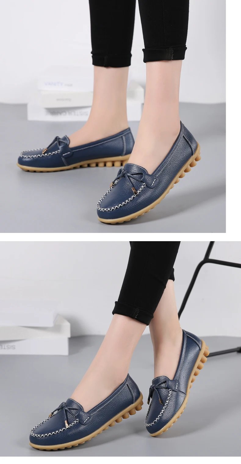 New Woman Flats Shoes Ballet Flat Sneakers Genuine Leather Spring Soft Moccasins Ladies Boat Ballerina Espadrilles Creepers
