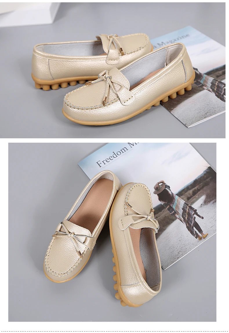 New Woman Flats Shoes Ballet Flat Sneakers Genuine Leather Spring Soft Moccasins Ladies Boat Ballerina Espadrilles Creepers