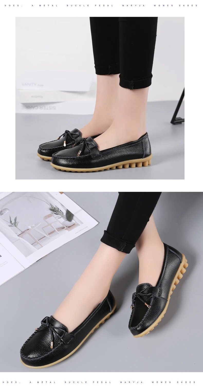 New Woman Flats Shoes Ballet Flat Sneakers Genuine Leather Spring Soft Moccasins Ladies Boat Ballerina Espadrilles Creepers
