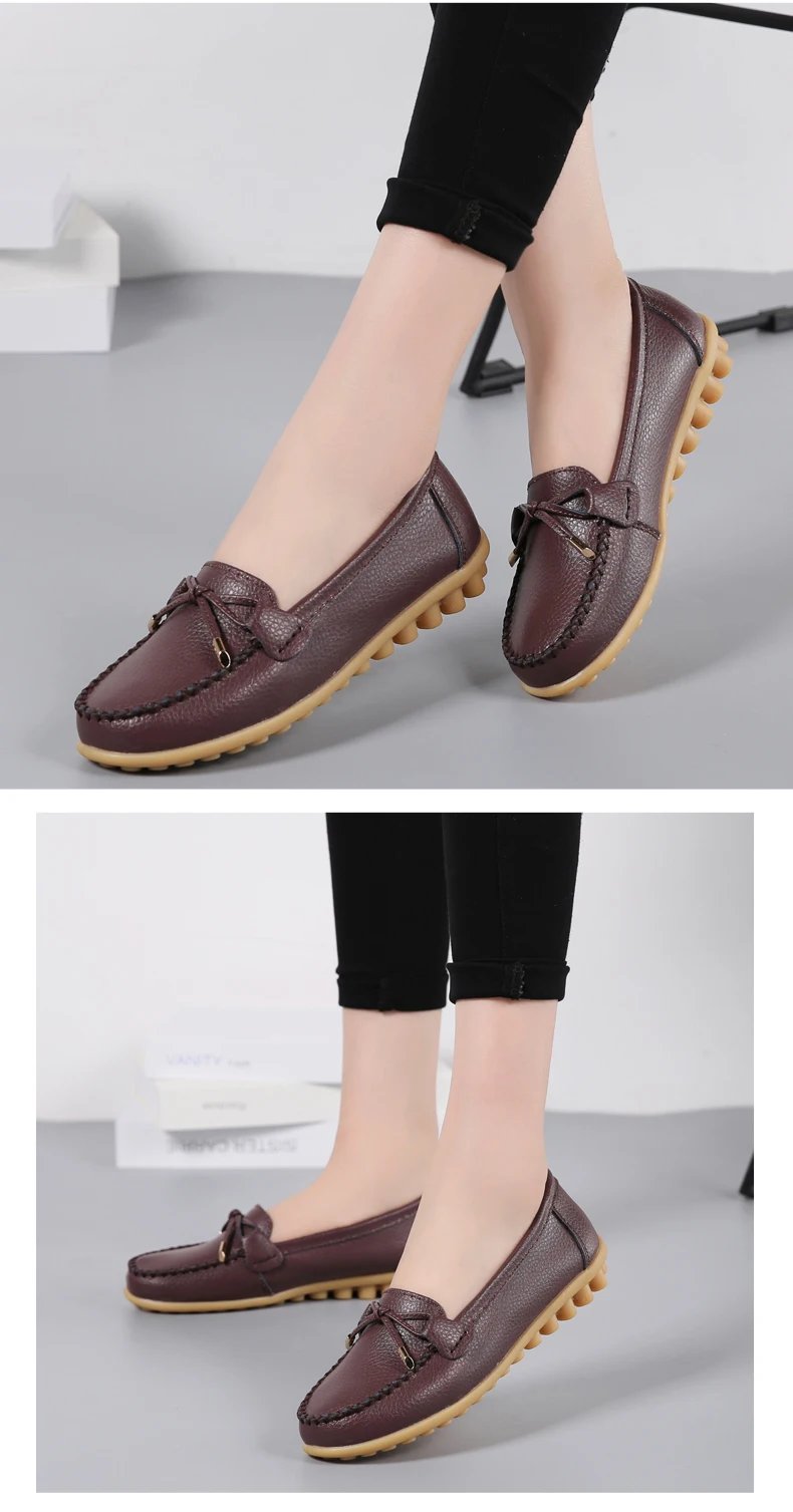 New Woman Flats Shoes Ballet Flat Sneakers Genuine Leather Spring Soft Moccasins Ladies Boat Ballerina Espadrilles Creepers