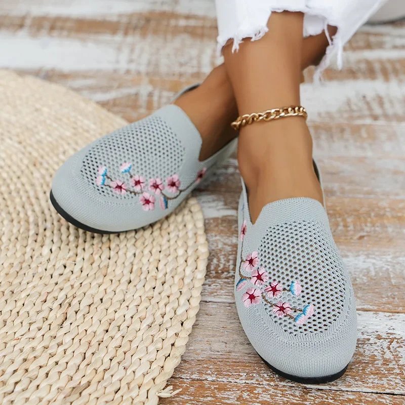 Flower Embroider Stretch Weav Ballet Flats Women Loafers Spring Autumn Breathable Mesh Casual Shoes Sneaker Boat Shoes Flower Embroider Stretch Weav Ballet Flats Women Loafers Spring Autumn Breathable Mesh Casual Shoes Sneaker Boat Shoes