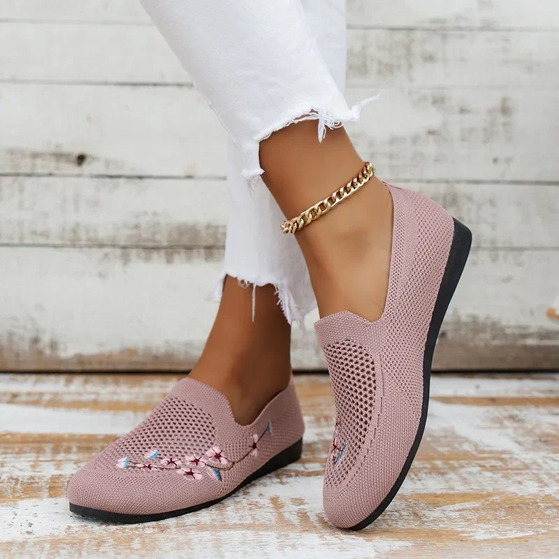 Flower Embroider Stretch Weav Ballet Flats Women Loafers Spring Autumn Breathable Mesh Casual Shoes Sneaker Boat Shoes Flower Embroider Stretch Weav Ballet Flats Women Loafers Spring Autumn Breathable Mesh Casual Shoes Sneaker Boat Shoes