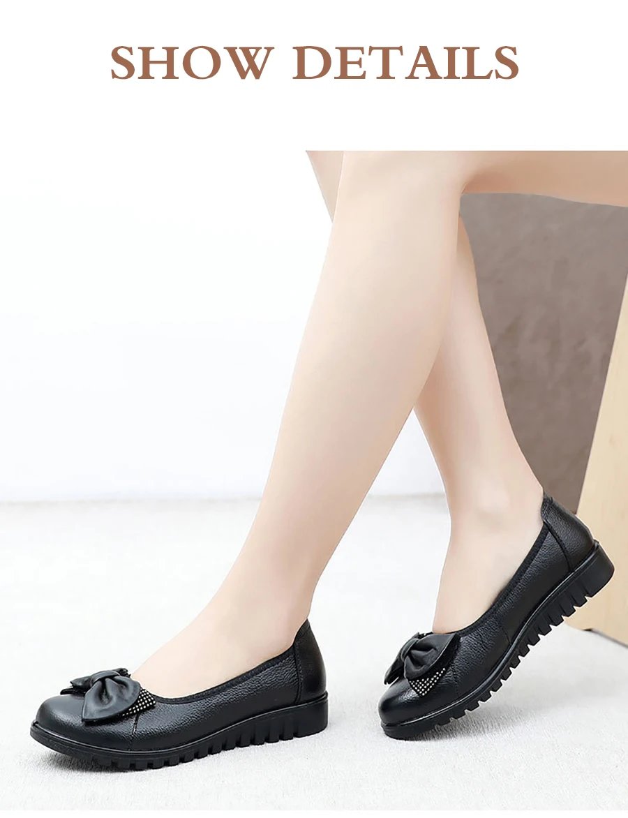 Woman's Flats Loafers Shoes Soft Genuine Leather Casual Shoes Big Size 35-42 Mocassin Boat Shoes for Women Hook Loop de mujer