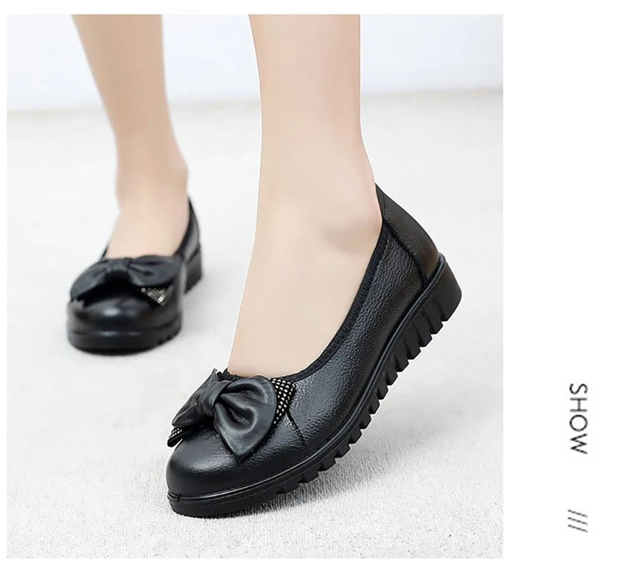 Woman's Flats Loafers Shoes Soft Genuine Leather Casual Shoes Big Size 35-42 Mocassin Boat Shoes for Women Hook Loop de mujer