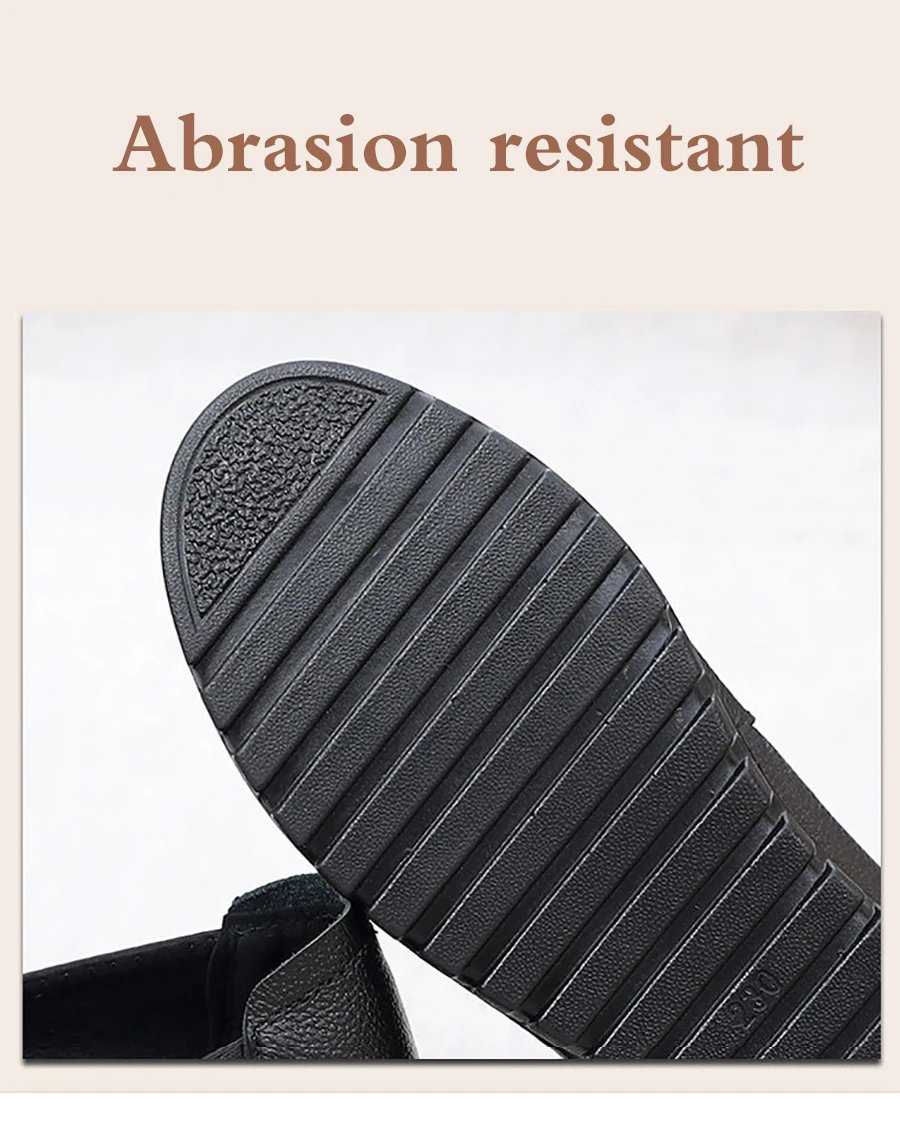 Woman's Flats Loafers Shoes Soft Genuine Leather Casual Shoes Big Size 35-42 Mocassin Boat Shoes for Women Hook Loop de mujer