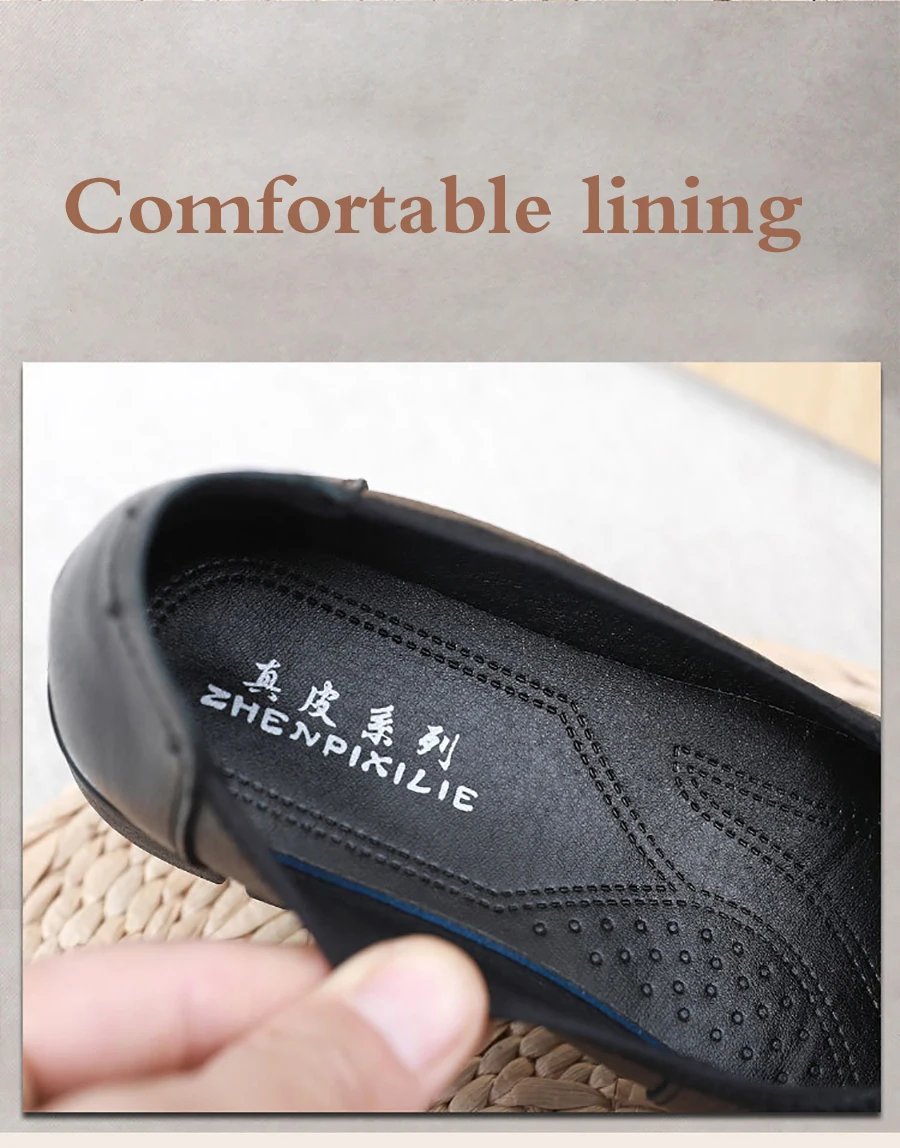 Woman's Flats Loafers Shoes Soft Genuine Leather Casual Shoes Big Size 35-42 Mocassin Boat Shoes for Women Hook Loop de mujer