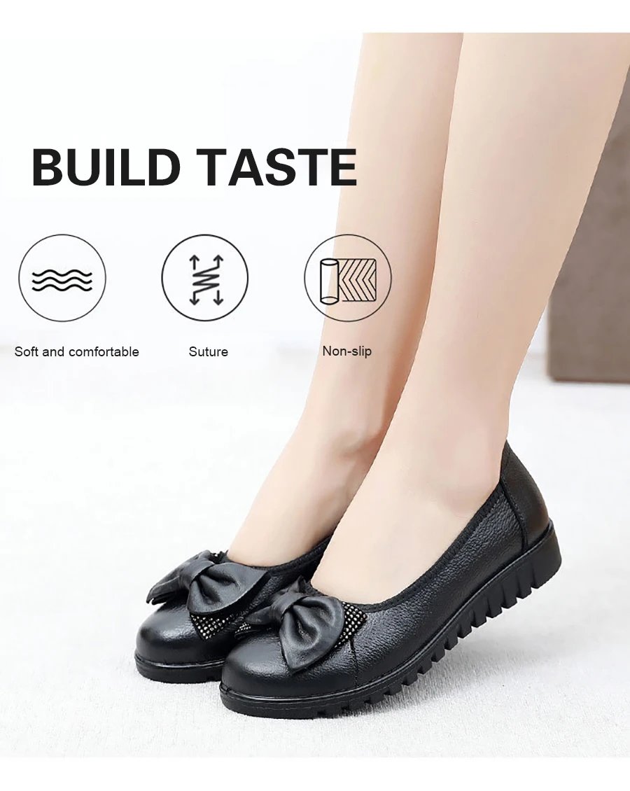 Woman's Flats Loafers Shoes Soft Genuine Leather Casual Shoes Big Size 35-42 Mocassin Boat Shoes for Women Hook Loop de mujer
