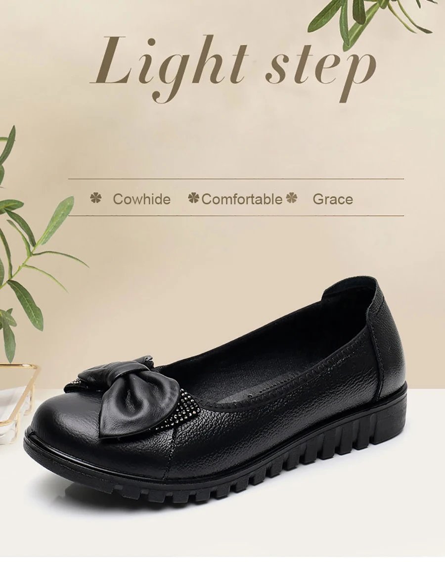 Woman's Flats Loafers Shoes Soft Genuine Leather Casual Shoes Big Size 35-42 Mocassin Boat Shoes for Women Hook Loop de mujer