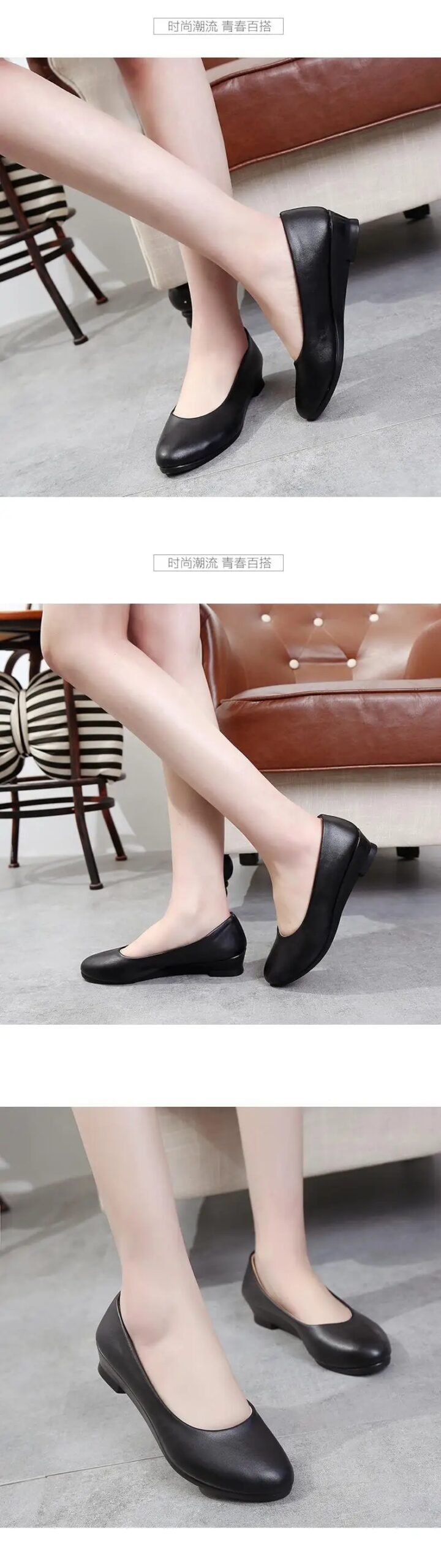 Women Ballet Flats Shoes Black Women Casual PU leather Shoes For Office Work Boat Shoes Cloth Sweet Loafers Womens Classics Shoe