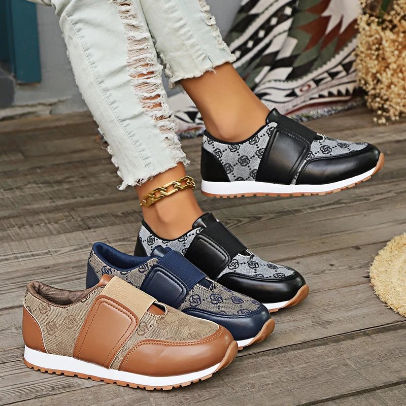 Retro Flower Embroider Platform Sneakers Woman Trend 2024 Autumn Brand Design Elastic Laces Sneaker Women Flat Heel Casual Shoes