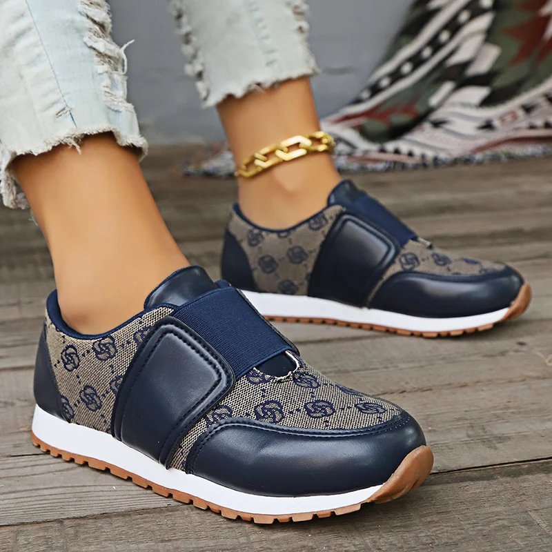 Retro Flower Embroider Platform Sneakers Woman Trend 2024 Autumn Brand Design Elastic Laces Sneaker Women Flat Heel Casual Shoes