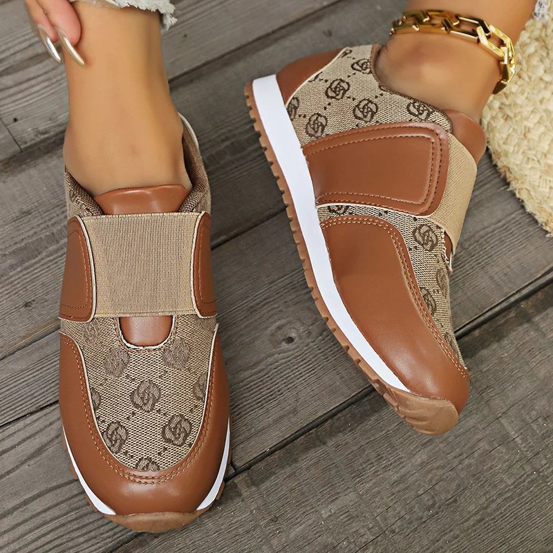 Retro Flower Embroider Platform Sneakers Woman Trend 2024 Autumn Brand Design Elastic Laces Sneaker Women Flat Heel Casual Shoes