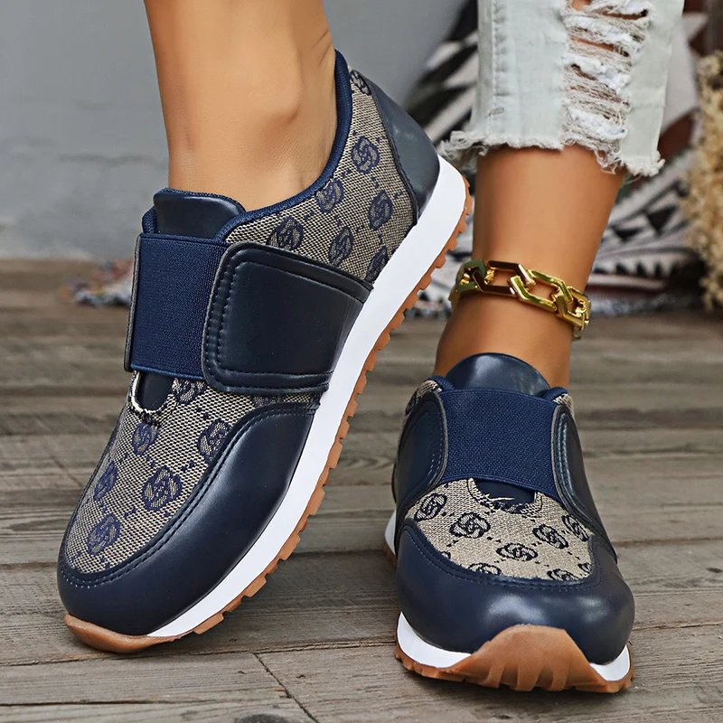 Retro Flower Embroider Platform Sneakers Woman Trend 2024 Autumn Brand Design Elastic Laces Sneaker Women Flat Heel Casual Shoes