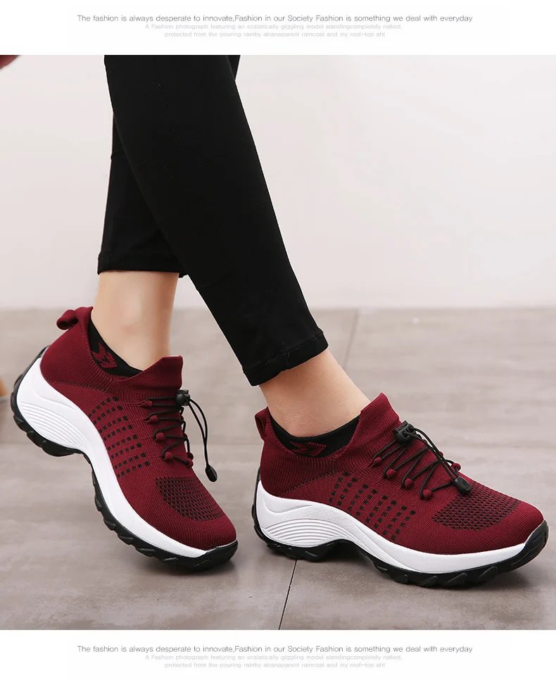 Women's Walking Shoes Fashion Sock Sneakers Breathe Comfortable Nursing Shoes Casual Platform Loafers Non-Slip