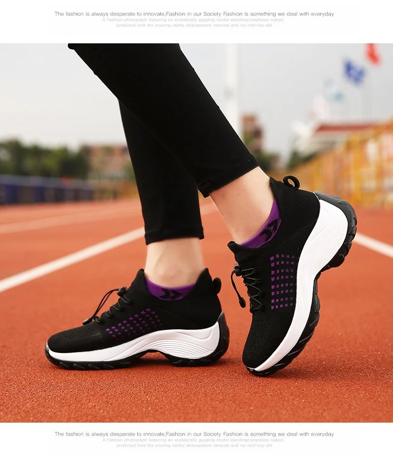 Women's Walking Shoes Fashion Sock Sneakers Breathe Comfortable Nursing Shoes Casual Platform Loafers Non-Slip