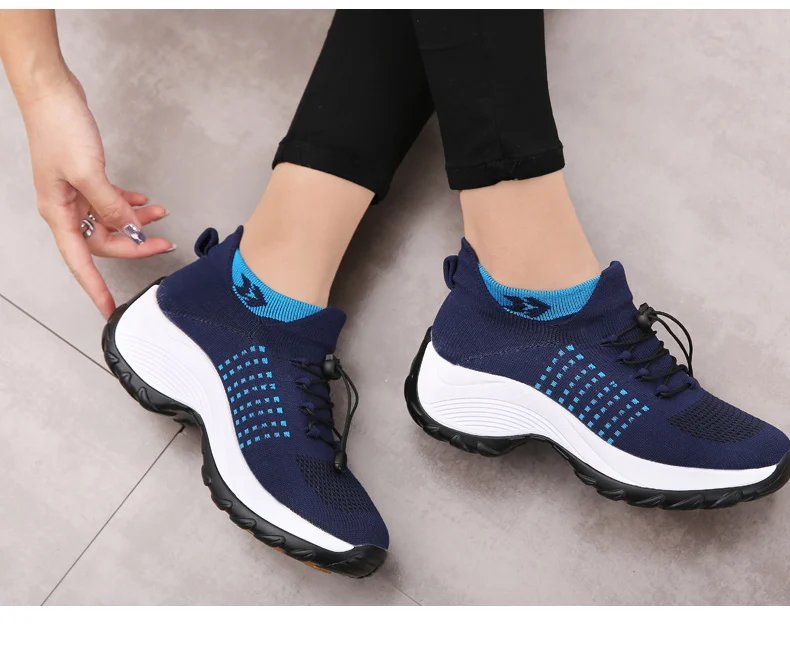 Women's Walking Shoes Fashion Sock Sneakers Breathe Comfortable Nursing Shoes Casual Platform Loafers Non-Slip