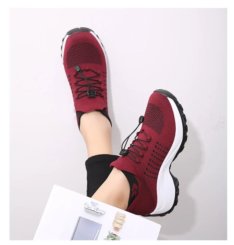 Women's Walking Shoes Fashion Sock Sneakers Breathe Comfortable Nursing Shoes Casual Platform Loafers Non-Slip
