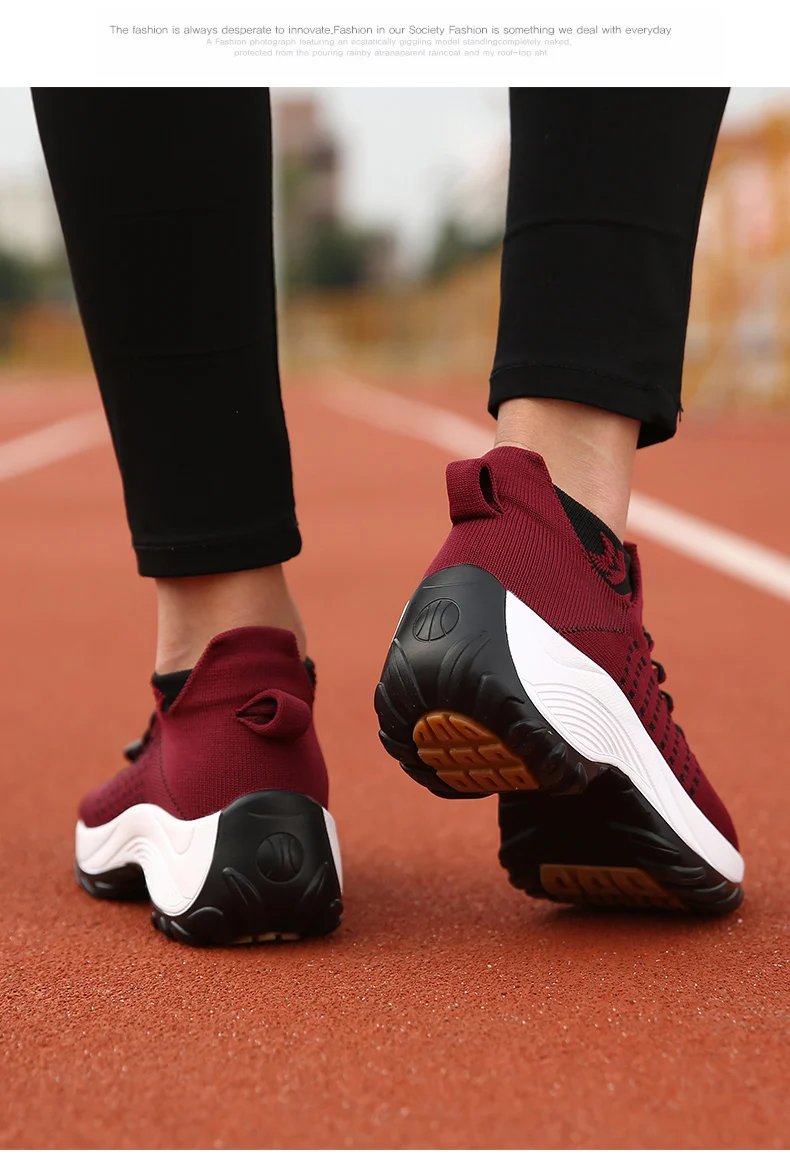 Women's Walking Shoes Fashion Sock Sneakers Breathe Comfortable Nursing Shoes Casual Platform Loafers Non-Slip