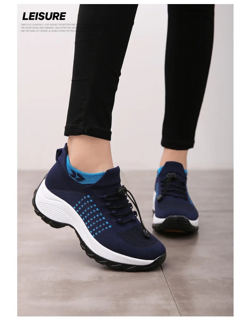Women's Walking Shoes Fashion Sock Sneakers Breathe Comfortable Nursing Shoes Casual Platform Loafers Non-Slip