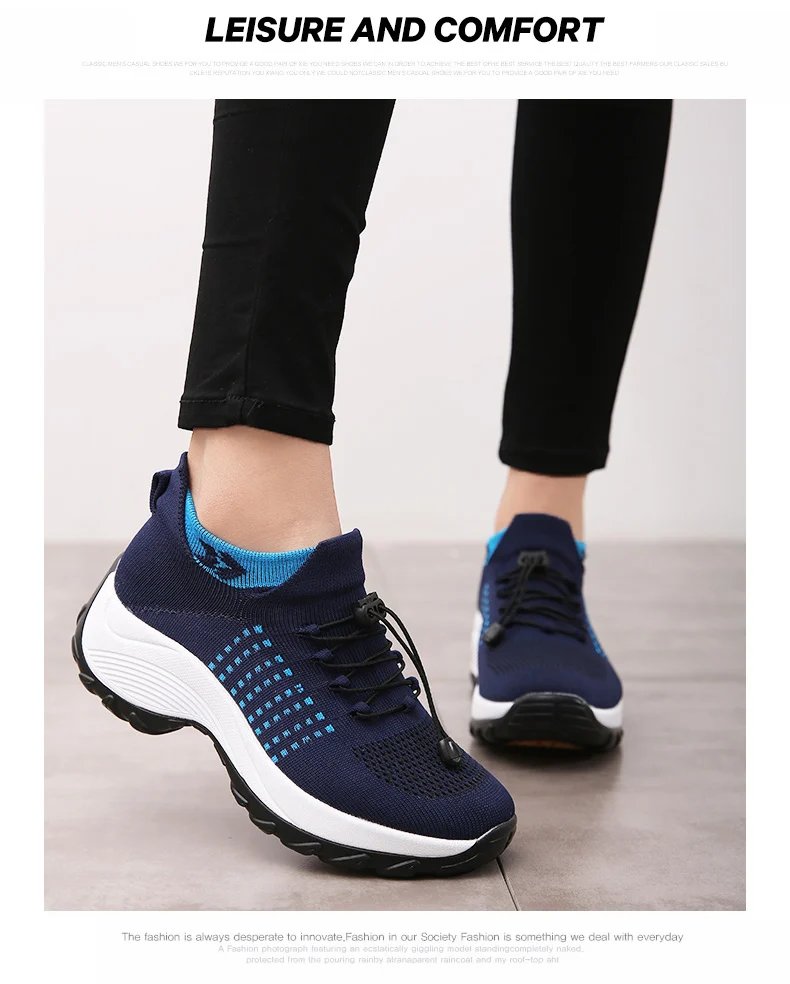 Women's Walking Shoes Fashion Sock Sneakers Breathe Comfortable Nursing Shoes Casual Platform Loafers Non-Slip