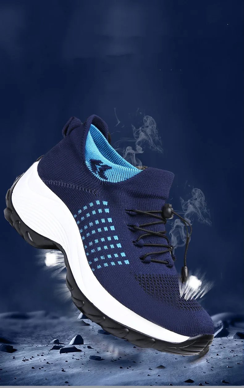 Women's Walking Shoes Fashion Sock Sneakers Breathe Comfortable Nursing Shoes Casual Platform Loafers Non-Slip