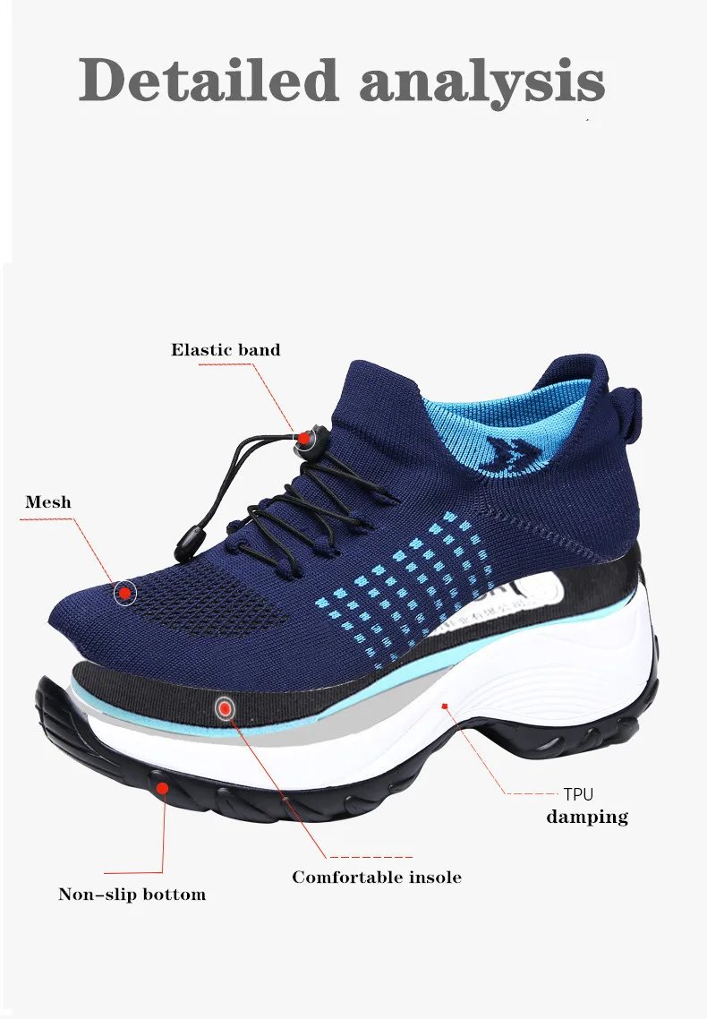 Women's Walking Shoes Fashion Sock Sneakers Breathe Comfortable Nursing Shoes Casual Platform Loafers Non-Slip