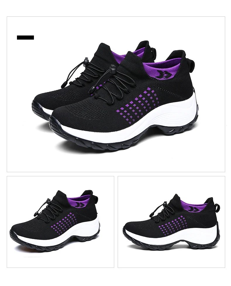 Women's Walking Shoes Fashion Sock Sneakers Breathe Comfortable Nursing Shoes Casual Platform Loafers Non-Slip