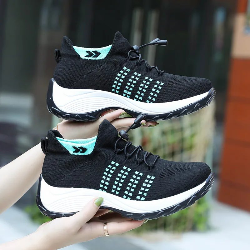 Women's Walking Shoes Fashion Sock Sneakers Breathe Comfortable Nursing Shoes Casual Platform Loafers Non-Slip