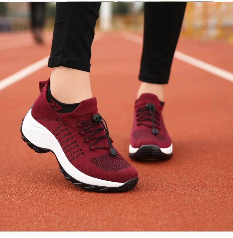 Women's Walking Shoes Fashion Sock Sneakers Breathe Comfortable Nursing Shoes Casual Platform Loafers Non-Slip