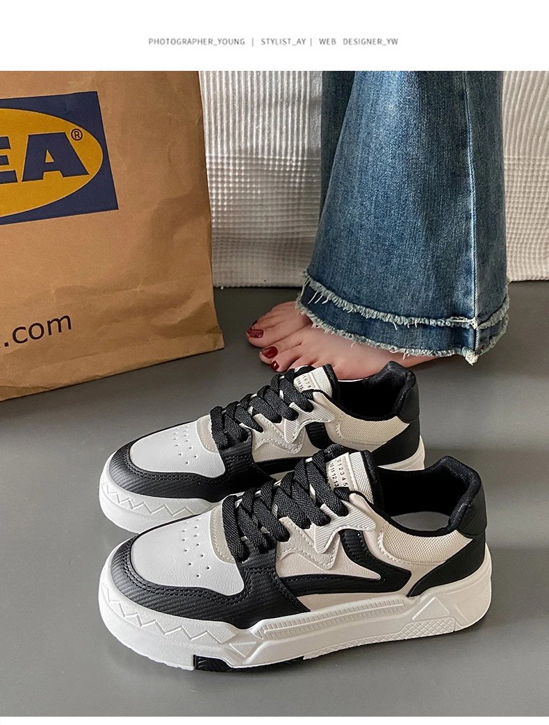 2023 Brand Leather Women's Sneakers White Platform Woman Sports Sneakers Female Vulcanized Shoes Sneakers Casual Ladies Trainers