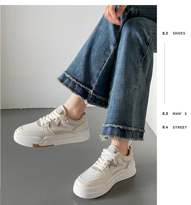 2023 Brand Leather Women's Sneakers White Platform Woman Sports Sneakers Female Vulcanized Shoes Sneakers Casual Ladies Trainers