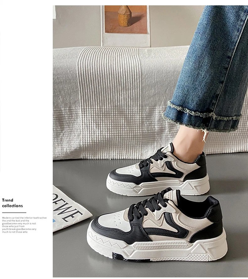 2023 Brand Leather Women's Sneakers White Platform Woman Sports Sneakers Female Vulcanized Shoes Sneakers Casual Ladies Trainers