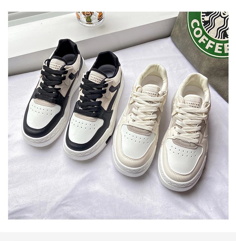 2023 Brand Leather Women's Sneakers White Platform Woman Sports Sneakers Female Vulcanized Shoes Sneakers Casual Ladies Trainers