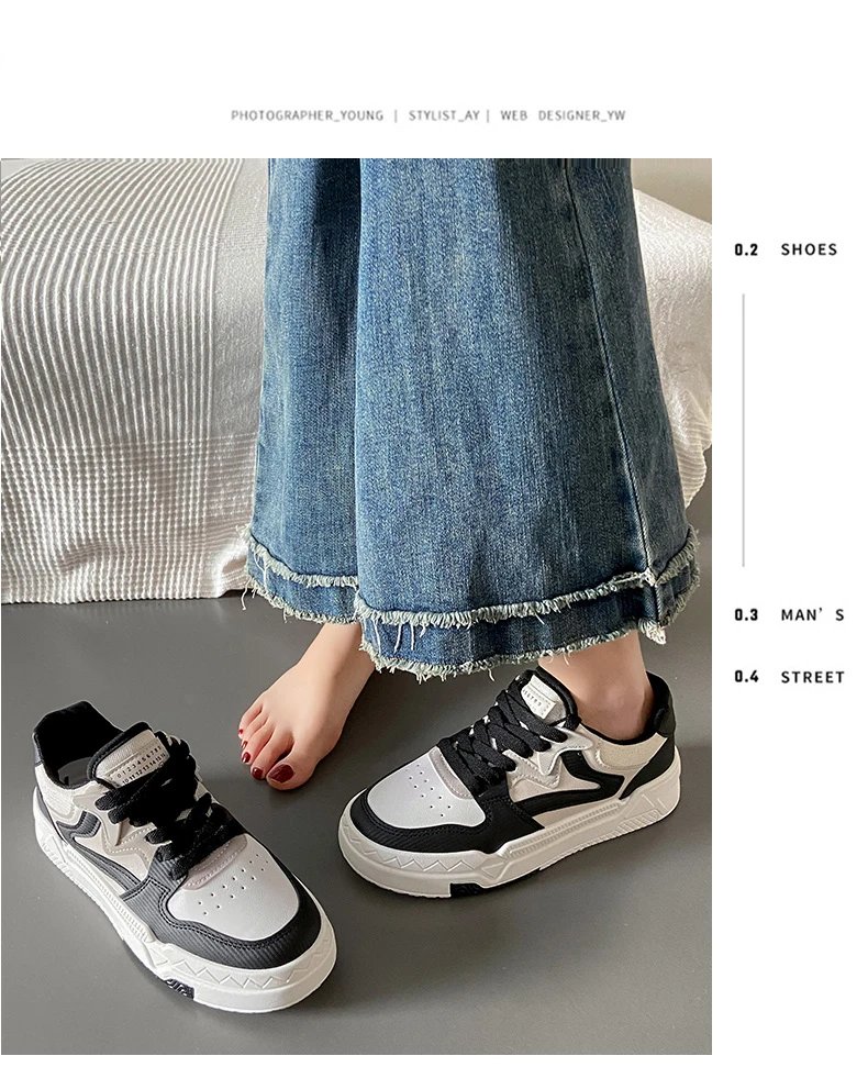 2023 Brand Leather Women's Sneakers White Platform Woman Sports Sneakers Female Vulcanized Shoes Sneakers Casual Ladies Trainers